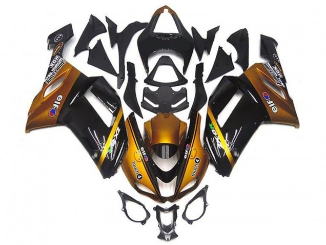 Carenagens Moto Kawasaki ZX6R 2007-2008 - Ouro Preto Elf