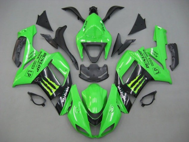 Carenagens Moto Kawasaki ZX6R 2007-2008 - Verde Preto Monstro Energy