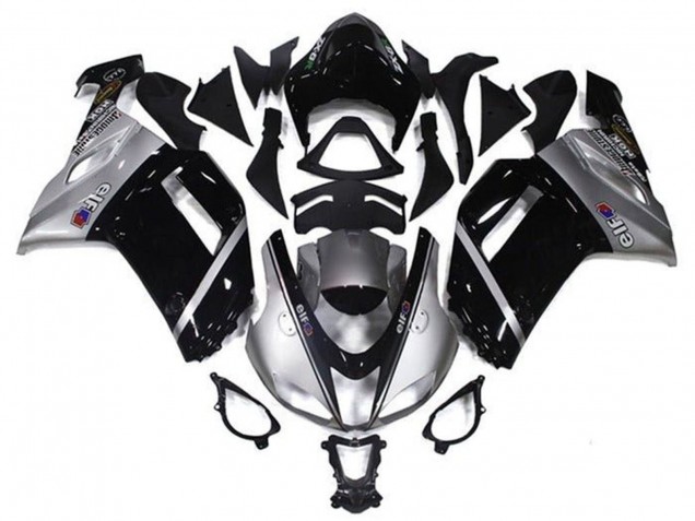 Carenagens Moto Kawasaki ZX6R 2007-2008 - Prata Preto Elf
