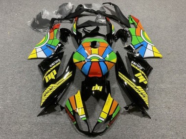 Carenagens Moto Kawasaki ZX6R 2009-2012 - Preto Brilhante Multicolorido