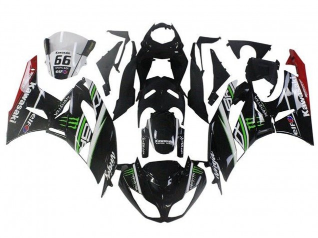 Carenagens Moto Kawasaki ZX6R 2009-2012 - Preto Brilhante Branco Verde Vermelho Elf Monstro