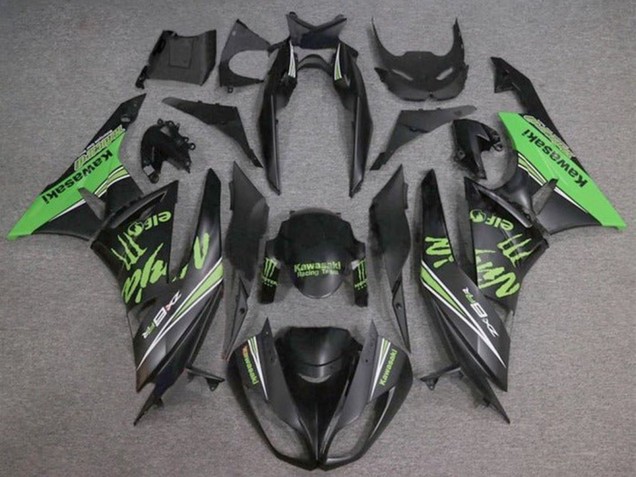 Carenagens Moto Kawasaki ZX6R 2009-2012 - Preto Fosco Verde Monstro