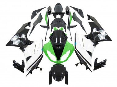 Carenagens Moto Kawasaki ZX6R 2009-2012 - Verde Branco Preto Brilhante
