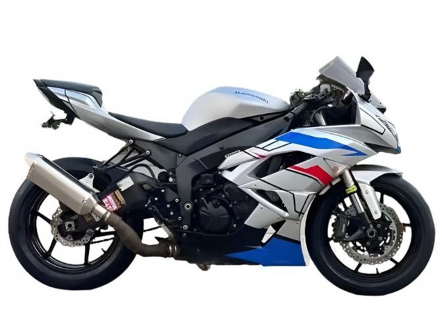 Carenagens Moto Kawasaki ZX6R 2009-2012 - Branco Azul Vermelho Preto