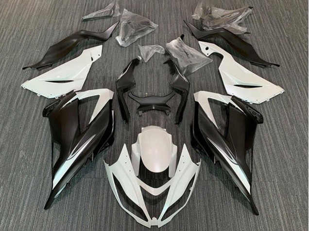 Kits Carenagem Moto Kawasaki ZX6R 2013-2018 - Branco Preto Fosco