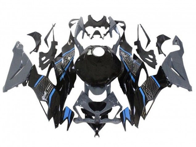 Carenagens Moto Kawasaki ZX6R 2019-2022 - Cinzento Azul Preto Honeycomb