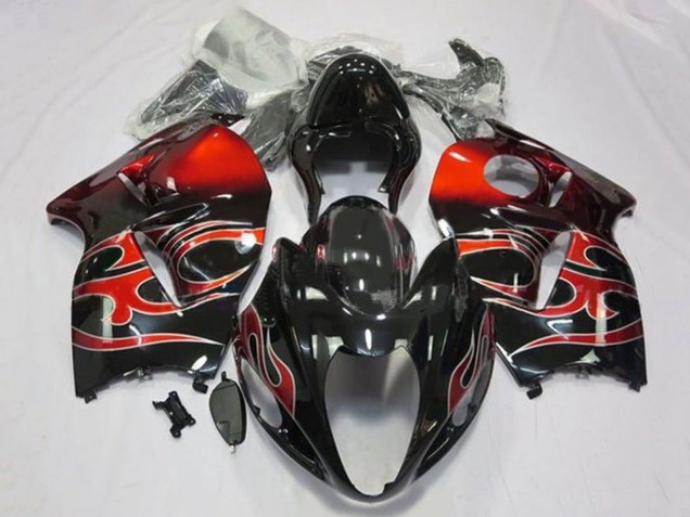 Carenagens Moto Suzuki GSXR 1300 Hayabusa 1996-2007 - Preto Brilhante Vermelho Tribal