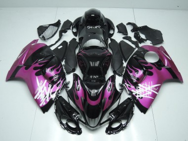 Carenagens Moto Suzuki GSXR 1300 Hayabusa 2008-2020 - Preto Brilhante Roxo Chama