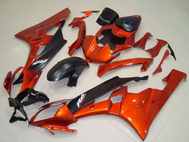 Kits Carenagem Moto Yamaha YZF R6 2006-2007 - Laranja Preto Fosco