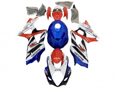 Carenagens Moto Suzuki GSXR 1000 2005-2006 - Branco Vermelho Azul Preto Listra