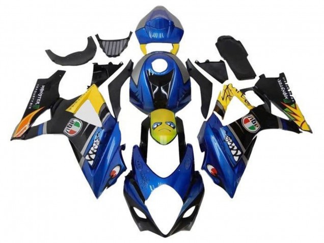 Carenagens Moto Suzuki GSXR 1000 2007-2008 - Azul Amarelo Preto Tubarão