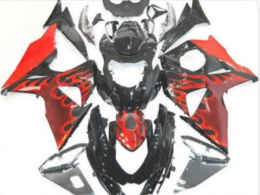 Carenagens Moto Suzuki GSXR 1000 2009-2016 - Preto Brilhante Vermelho Chama