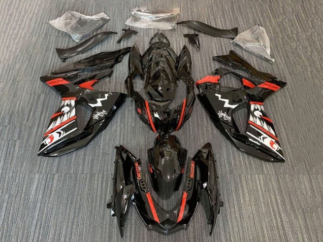 Carenagens Moto Suzuki GSXR 1000 2009-2016 - Preto Vermelho Branco Jaws Tubarão