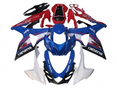 Carenagens Moto Suzuki GSXR 1000 2009-2016 - Azul Branco Vermelho Preto Listra