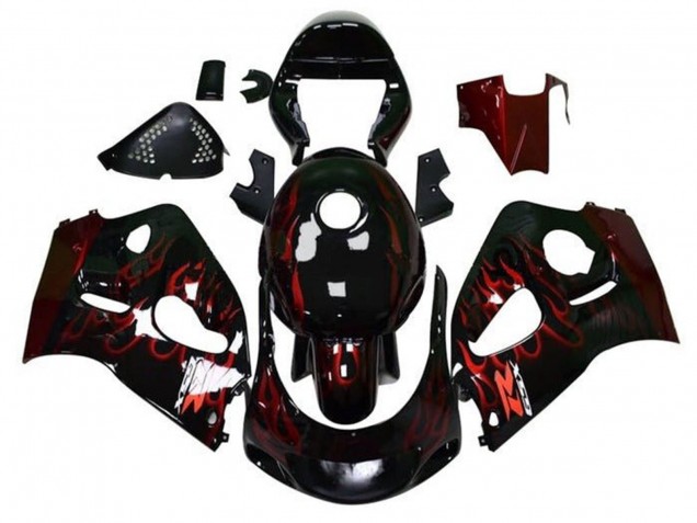 Carenagens Moto Suzuki GSXR 600 / GSXR 750 1996-2000 - Preto Vermelho Chama