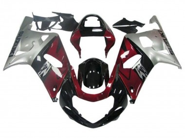 Carenagem Moto Suzuki GSXR 600 / GSXR 750 2001-2003 - Prata Vermelho Preto Brilhante