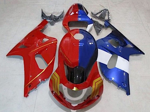 Carenagens Moto Suzuki GSXR 600 / GSXR 750 2001-2003 - Vermelho Azul Divisão Ouro