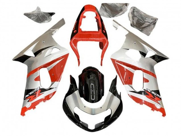 Carenagens Moto Suzuki GSXR 600 / GSXR 750 2001-2003 - Prata Vermelho Preto Brilhante
