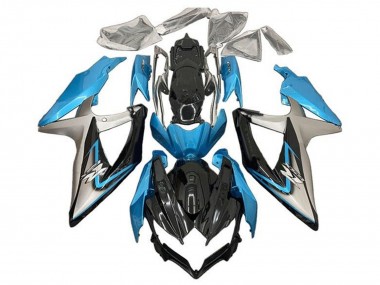 Carenagens Moto Suzuki GSXR 600 / GSXR 750 2008-2010 - Azul Claro Prata Preto Brilhante