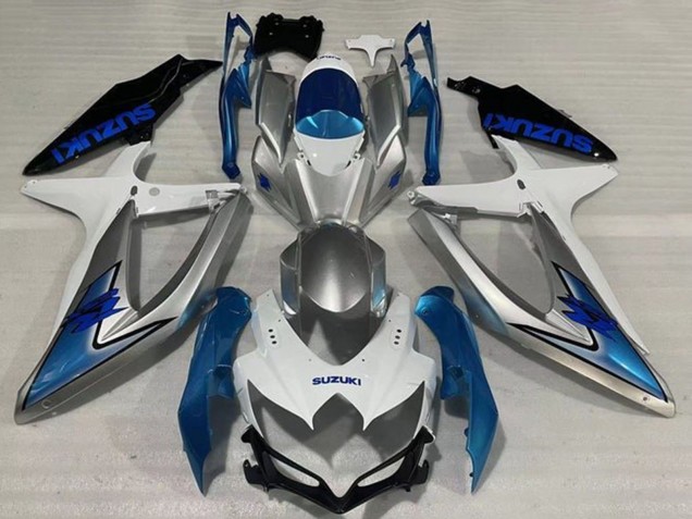 Carenagens Moto Suzuki GSXR 600 / GSXR 750 2008-2010 - Branco Prata Azul Claro Preto