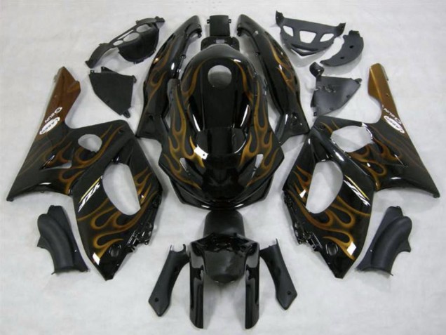 Carenagens Moto Yamaha YZF600R Thundercat 1996-2007 - Preto Ouro Escuro Chama