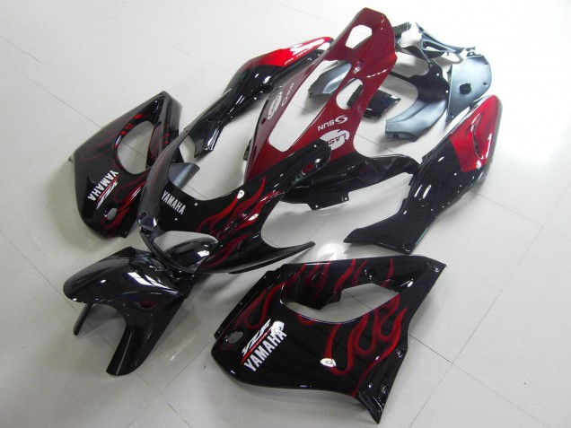 Carenagens Moto Yamaha YZF 1000R Thunderace 1997-2007 - Preto Branco Vermelho Chama