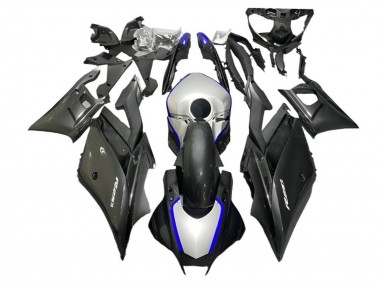 Carenagens Moto Yamaha YZF R3/R25 2022-2024 - Prata Azul Preto Fibra de Carbono Estilo