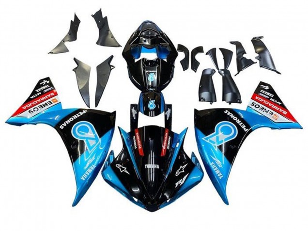 Carenagens Moto Yamaha YZF 1000 R1 2009-2011 - Preto Azul Claro Vermelho Petronas