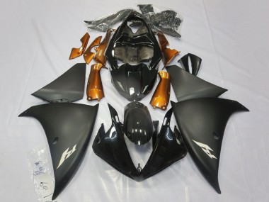 Carenagens Moto Yamaha YZF 1000 R1 2009-2011 - Preto Brilhante Preto Fosco Laranja