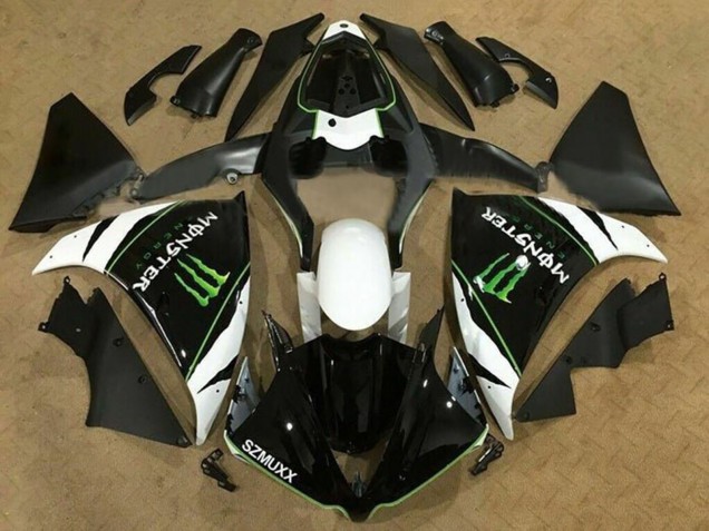 Carenagens Moto Yamaha YZF 1000 R1 2009-2011 - Branco Preto Verde Monstro Energy
