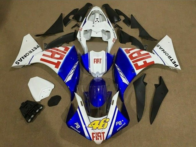 Carenagens Moto Yamaha YZF 1000 R1 2009-2011 - Branco Azul Vermelho Fiat Petronas