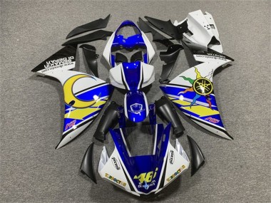 Carenagens Moto Yamaha YZF 1000 R1 2009-2011 - Branco Azul Amarelo Preto Sol e Lua
