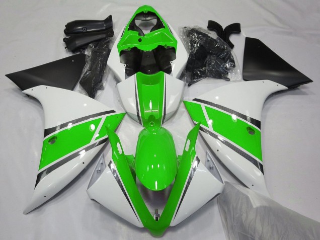 Carenagens Moto Yamaha YZF 1000 R1 2009-2011 - Branco Verde Preto Fosco