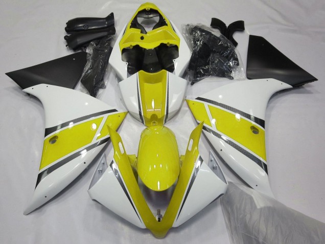Carenagens Moto Yamaha YZF 1000 R1 2009-2011 - Branco Amarelo Preto Fosco