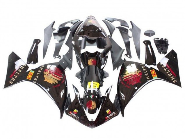 Carenagens Moto Yamaha YZF 1000 R1 2012-2014 - Preto Brilhante Vermelho Amarelo Sheltes
