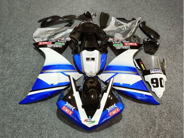 Carenagens Moto Yamaha YZF 1000 R1 2012-2014 - Branco Azul Preto Fimer Yamalube 90