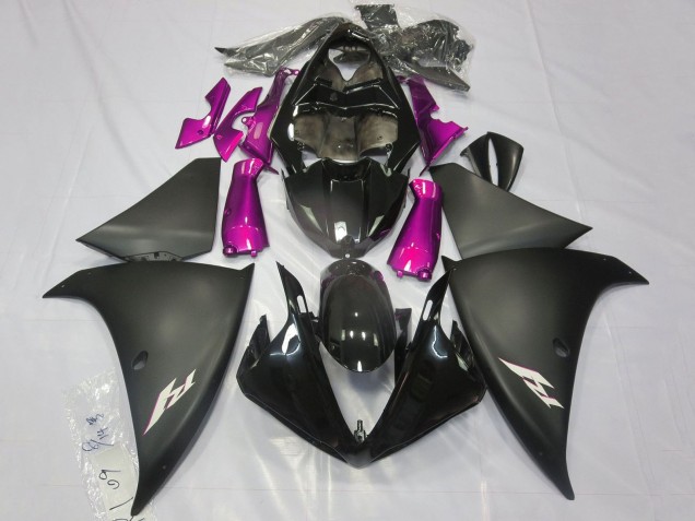 Carenagens Moto Yamaha YZF 1000 R1 2012-2014 - Preto Brilhante Preto Fosco Rosa