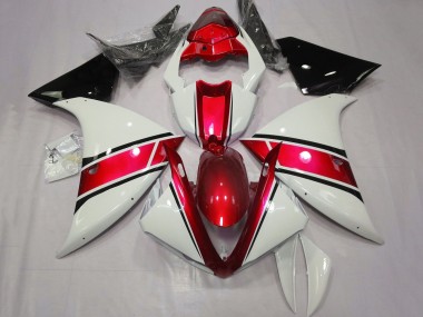 Carenagens Moto Yamaha YZF 1000 R1 2012-2014 - Branco Vermelho Preto Brilhante