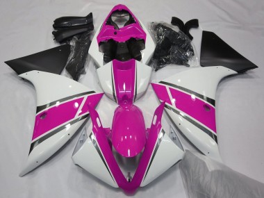 Carenagens Moto Yamaha YZF 1000 R1 2012-2014 - Branco Rosa Preto Fosco