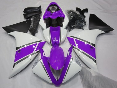 Carenagens Moto Yamaha YZF 1000 R1 2012-2014 - Branco Roxo Preto Fosco