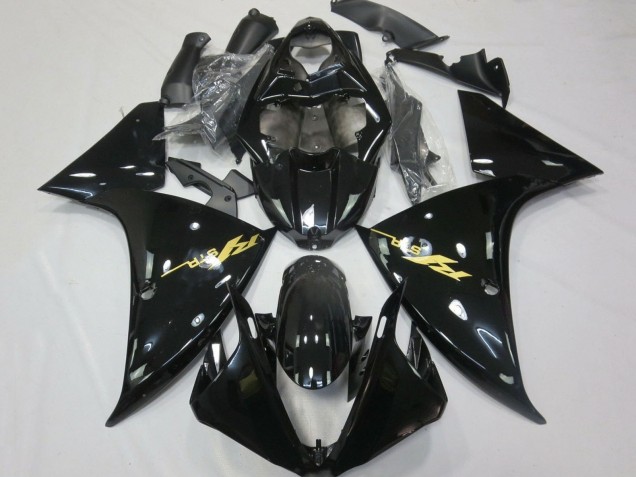 Carenagens Moto Yamaha YZF 1000 R1 2012-2014 - Preto Brilhante Ouro Decalques
