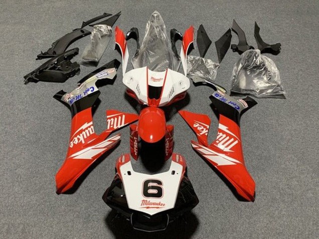 Carenagens Moto Yamaha YZF 1000 R1 2015-2019 - Branco Vermelho Preto Milwaukee