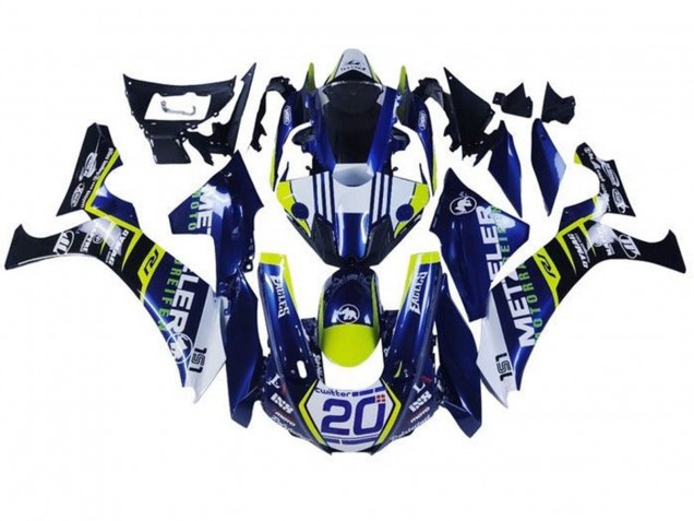 Carenagens Moto Yamaha YZF 1000 R1 2015-2019 - Branco Azul Amarelo Preto