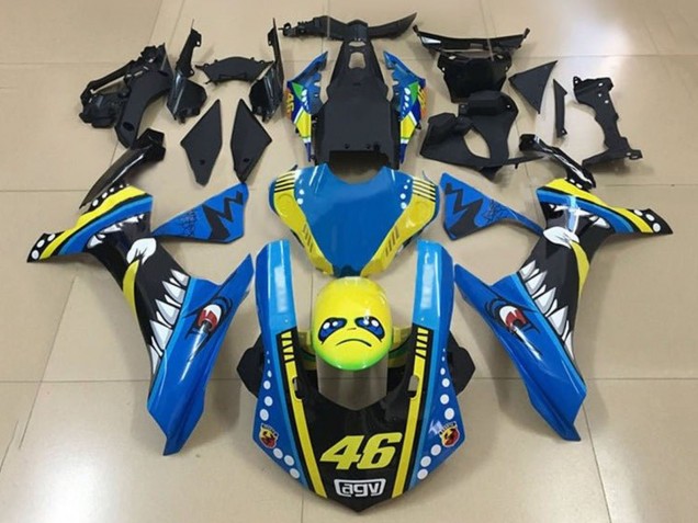 Carenagens Moto Yamaha YZF 1000 R1 2015-2019 - Azul Amarelo Preto Tubarão 46