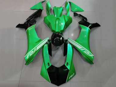 Carenagens Moto Yamaha YZF 1000 R1 2015-2019 - Verde Preto Brilhante Prata