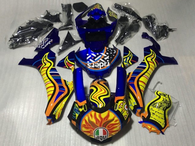 Carenagens Moto Yamaha YZF 1000 R1 2015-2019 - Azul Amarelo Laranja Tribal Sun