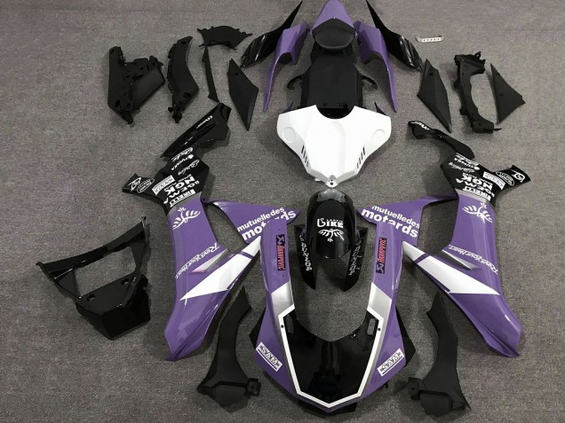 Carenagens Moto Yamaha YZF 1000 R1 2020-2025 - Roxo Branco Preto Brilhante Sam