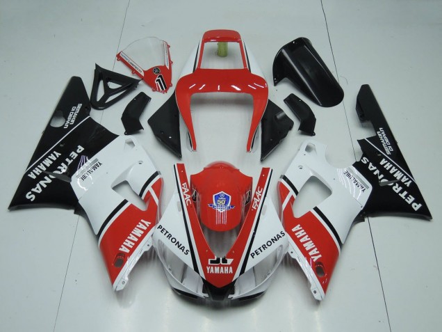 Carenagens Moto Yamaha YZF 1000 R1 1998-1999 - Vermelho Branco Preto Brilhante Petronas Yamalube