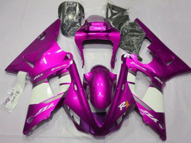 Carenagens Moto Yamaha YZF 1000 R1 2000-2001 - Raspberry Branco Prata