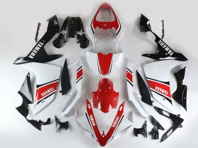Carenagens Moto Yamaha YZF 1000 R1 2007-2008 - Branco Vermelho Preto Listra